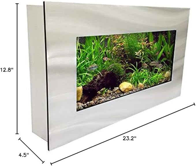 Aussie Aquariums AA-MINIVIEW-BSILVER 2.0 Wall Mounted Aquarium, Brushed Silver