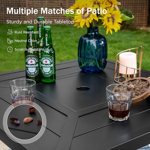 32" x 32" x 38" Bar Height Outdoor Table Square for 4 Metal Black