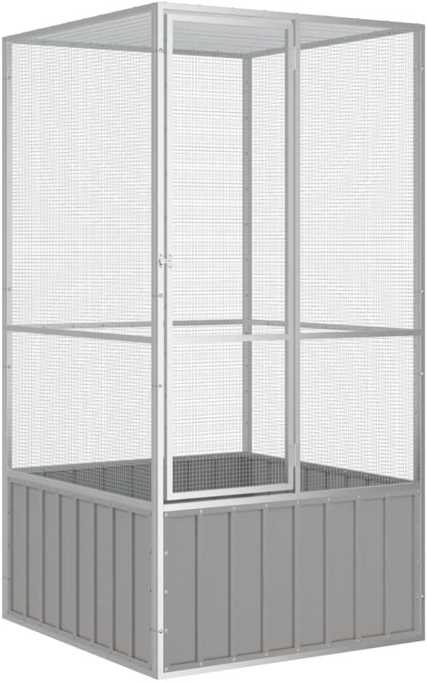 Large Flight King Bird Cage, Steel Bird Cage Flight Cage for Cockatiels African Parakeets Green Cheek Conures Pigeons Parrot, Gray 43.7"x42.1"x83.3",-970
