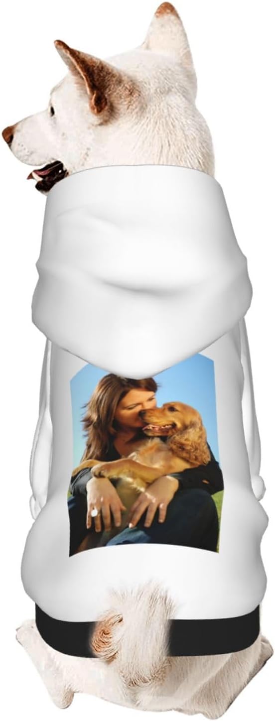 Custom Dog Hoodie Add Your Design Soft & Warm Personalized Photo Text Logo Name Dog Clothes for Puppy Sweatshirt Hooded for Small Medium Large Dogs Girl/Boy Cats White