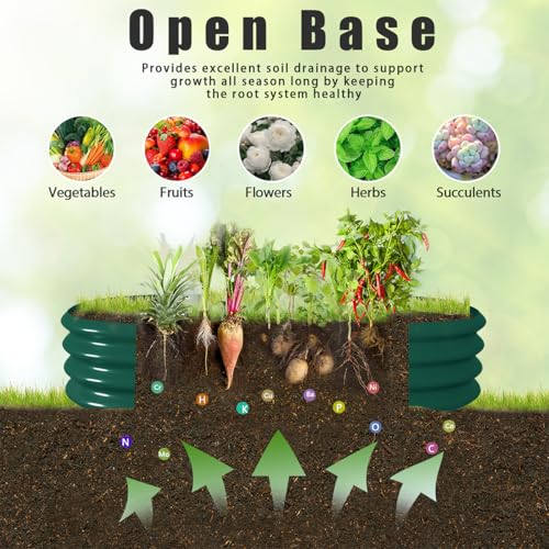 6 Pack 8x4x1FT Galvanized Raised Garden Bed Kit Oval Metal Ground Planter Box Outdoor Bottomless Planter Raised Beds for Vegetables Flowers Herbs Fruits