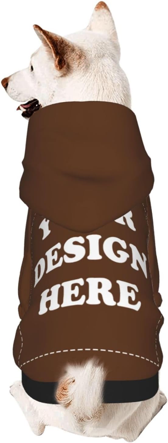 Personalized Chihuahua Dog Hoodie, Custom Pet Warm Sweatshirt Costume with Name Number Photo, Customize ID Clothes for Pupppy Kitten Dogs Cats, Chocolate, XS