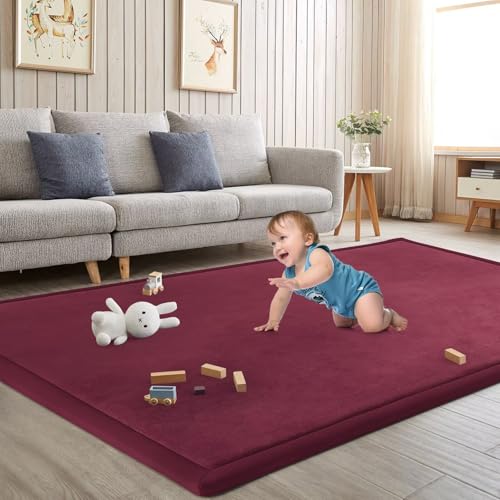 Baby Play Mat for Floor Nursery Muscle Area Rug Playroom Rug 47"x47" Elastic Foam 1.3" Thick Crawling Mat for Babies