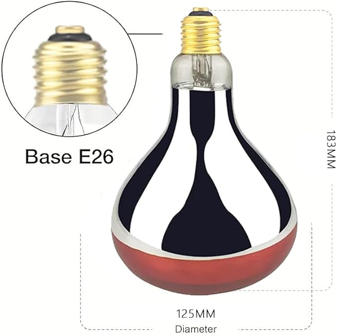 Heat Lamp Bulb R40 250 Watt 2 Pack Painted Red Infrared Glass Lamp Bulb for Food Service, Brooder Bulb, Chicks, Pet, Bathroom.