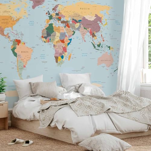 Wall Mural World Map 135x101 in (94.5 Sq Ft)