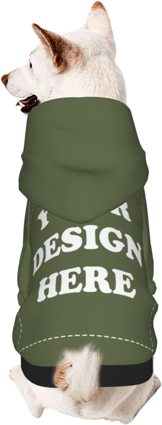 Personalized Dog Hoodie, Custom Dog Costumes for Small Dogs, Holiday Happy Dog Clothes Football Pet Shirt Sweater with Name Number for Girl/Boy Cats/Kitten, SageGreen, XXS