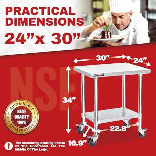 24x30 NSF Stainless Steel Cart Work Table