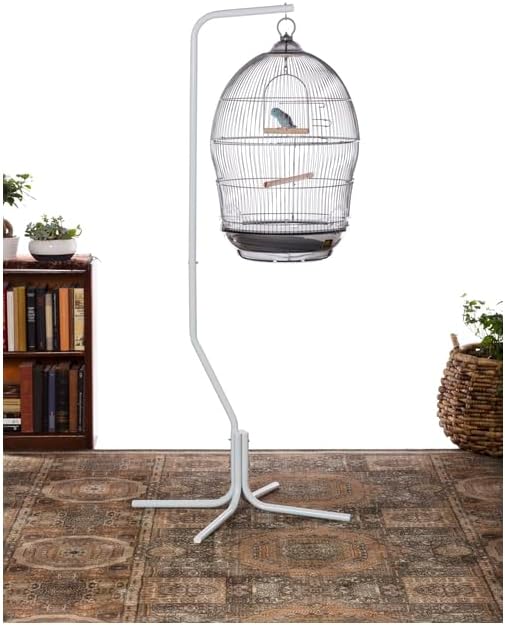 Baroque Brilliance Scrollwork Bird Cage with Intricate Design, Durable Metal Construction, Spacious Interior Gray