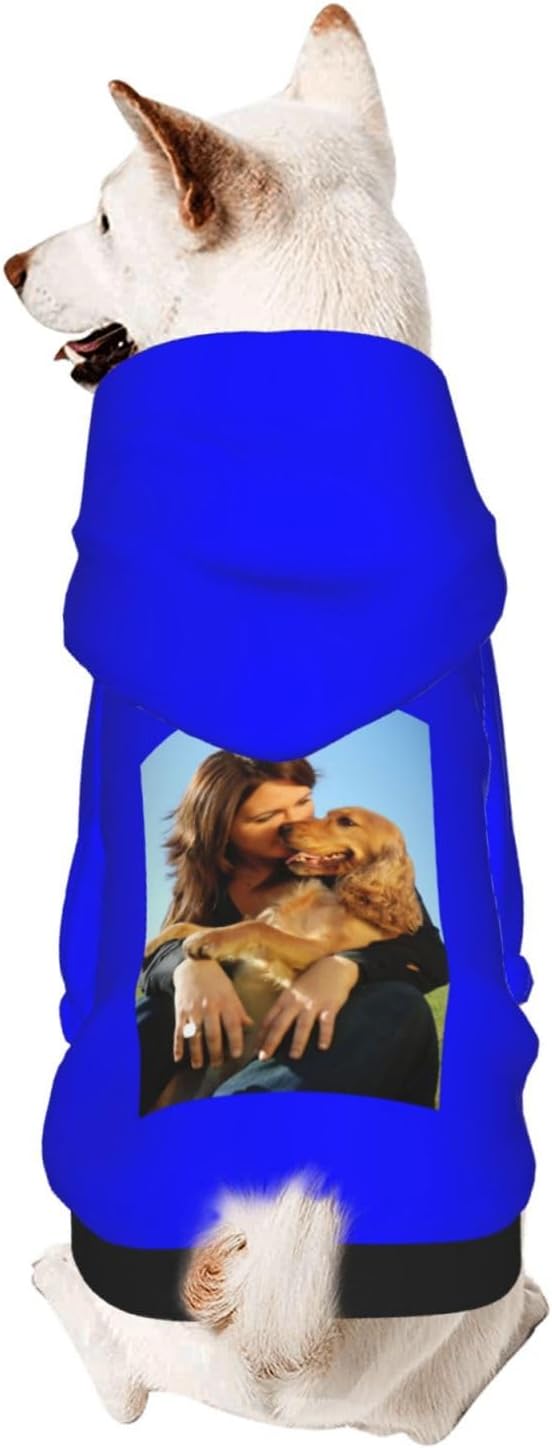 Custom Dog Hoodie Add Your Design Soft & Warm Personalized Photo Text Logo Name Dog Clothes for Puppy Sweatshirt Hooded for Small Medium Large Dogs Girl/Boy Cats Blue