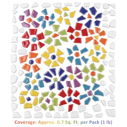 1LB Irregular Shape Ceramic Mosaic Tiles for DIY Crafts Bulk