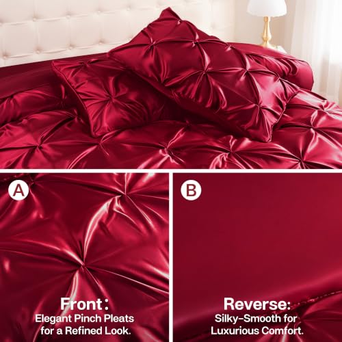 Satin Queen Comforter Set Burgundy