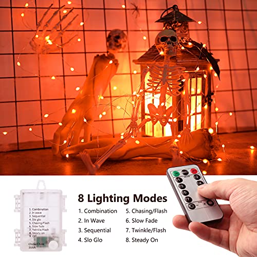 Orange Battery Halloween Fairy Lights with Remote 17.48 ft 50 LED (34.96 Foot)