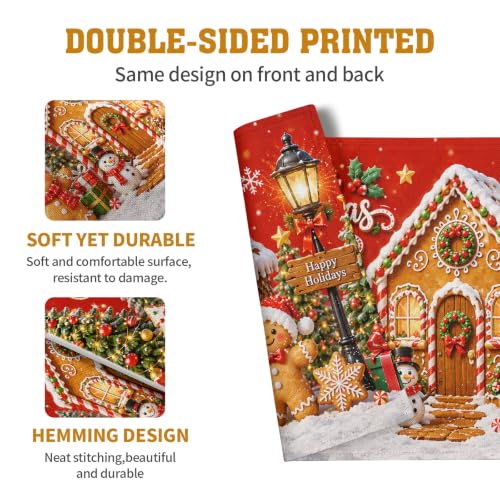 Merry Christmas Gingerbread Man Placemats Set of 4 12x18 Inch (4 Count)