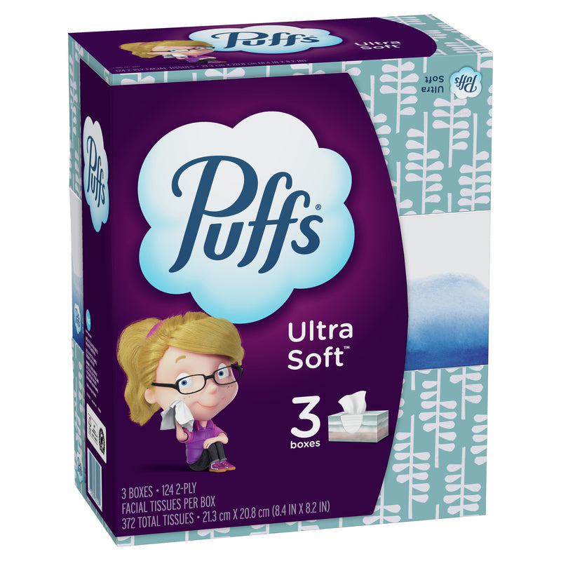 Puffs Ultra Soft 124 ct Facial Tissue 80337302, Case of 8