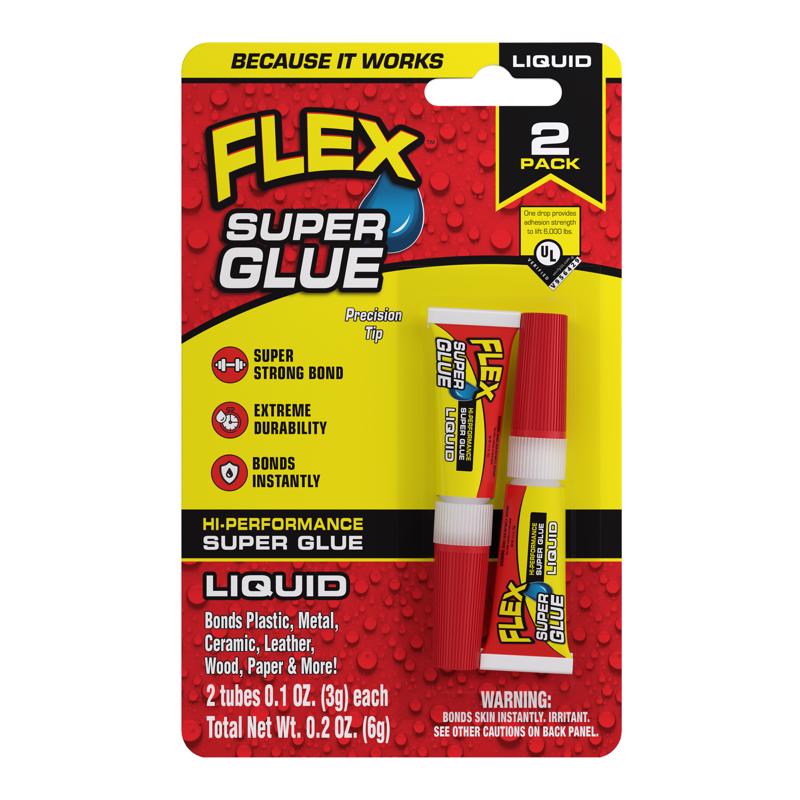 Flex Seal Family of Products Flex Super Glue Liquid High Strength Clear Super Glue SGLIQ2X3 2 pk, Case of 8