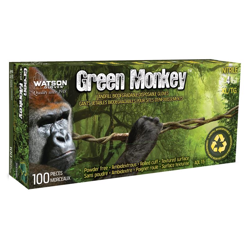 Watson Gloves Green Monkey XL Nitrile Textured Pattern Black/Silver Disposable Gloves 5559PF-X
