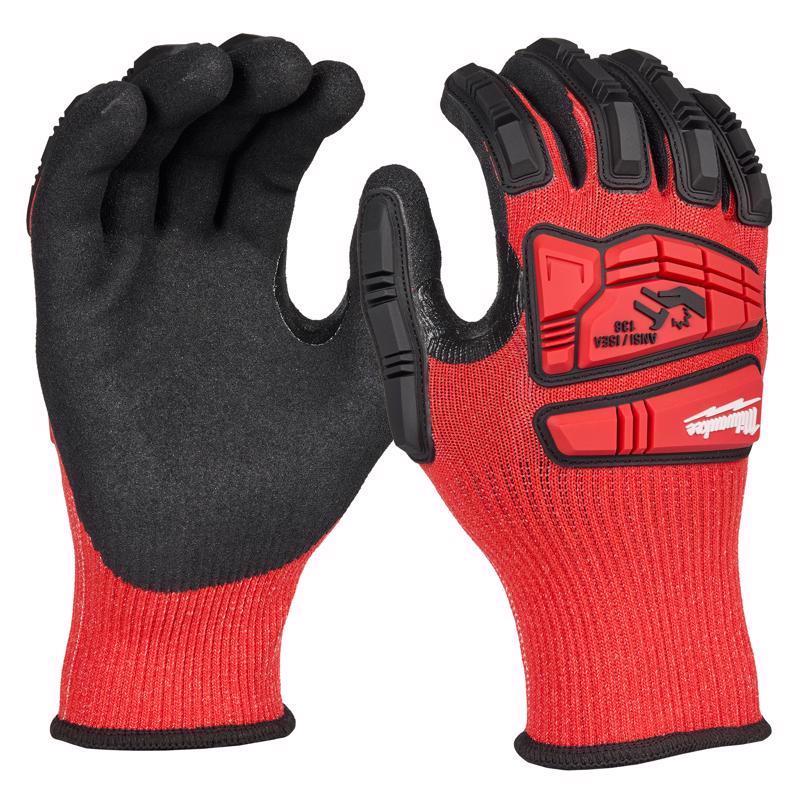 Milwaukee Impact Unisex Nitrile Dipped Gloves Black/Red XL 48-73-8133 1 pk