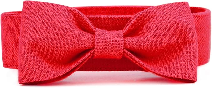 Segarty Dog Bow Ties for Small Medium Dogs Neck Girth 10.2-14.2in, Adjustable Red Bowtie Collar Cat Necktie Comfortable Cotton Girl Pet Grooming Accessory for Formal Wedding Holiday Birthday Valentine