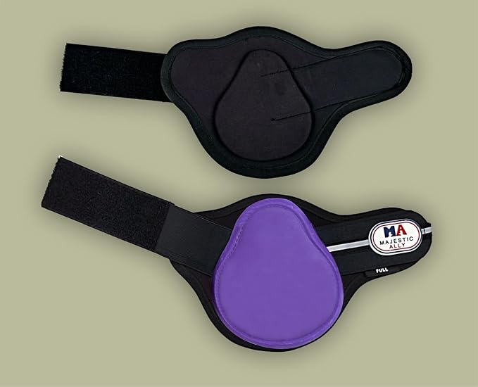 Majestic Ally Horse Leg Protection Fetlock and Tendon Boots Set, PU Shell, Neoprene Lining, Hook and Loop Closures, Multiple Colors and Sizes