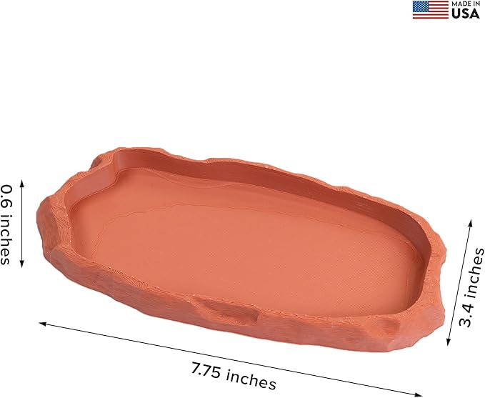 Gecko Cave Reptile Feeding Tray – Naturalistic Pet Dish for Lizards, Snakes, Bearded Dragons, Tortoises & Turtles - Terracotta