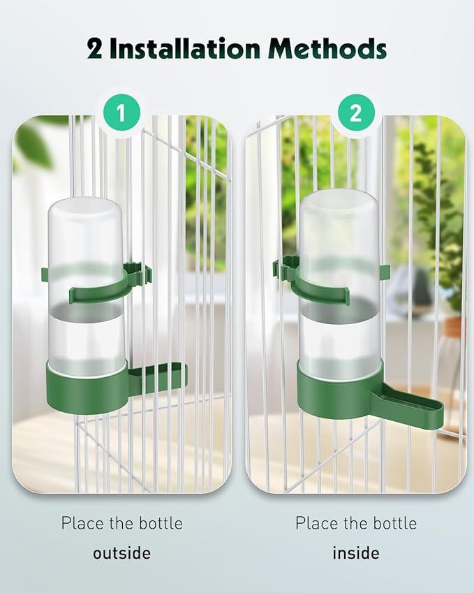 Pawfly 4 Pcs Bird Water Dispenser, Plastic Water Feeder, Automatic Waterer for Small Parrot Parakeet Cockatiel Lovebirds (Not Fit for Food Feeding), Green