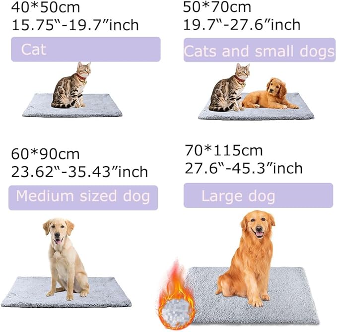 Heated Cat Bed Self Warming Cat Bed Advanced Extra Warm Thermal Pet Pad for Indoor Outdoor Pets with Removable Cover Non-Slip Bottom Washable Non Electric Self Heating Cat Dog Mat Brown 27.5*45.3inch