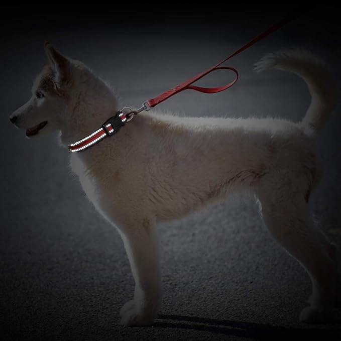 Weewooday 3 Pieces Reflective Dog Collar Nylon Adjustable Quick Release Pet Collars for Dogs(Medium)