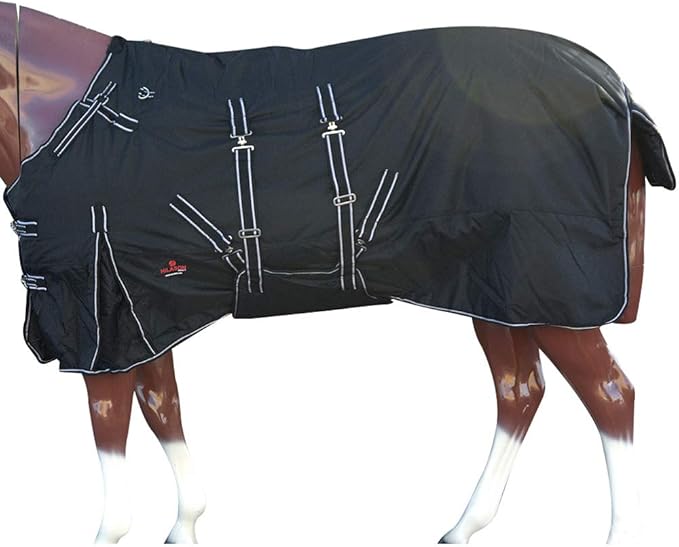 HILASON Black 82 in 1200D Winter Waterproof Poly Horse Turnout Blanket Belly Wrap