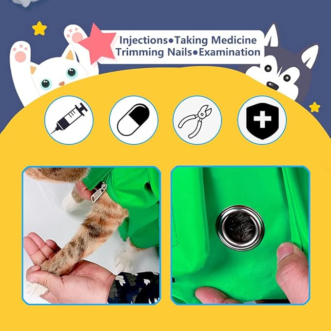 Kukaster Pet Cat’s Restraint Bag for Claw Care Nail Trimming Anti-Scratching Grooming Bag for Cats Medical Examination(Orange-m)