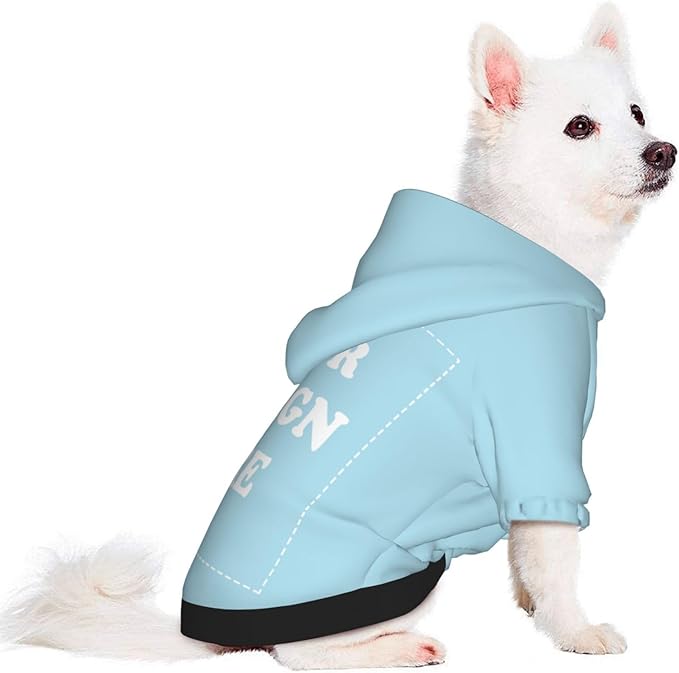 Personalized Dog Hoodie, Custom Dog Costumes for Small Dogs, Holiday Happy Dog Clothes Football Pet Shirt Sweater with Name Number for Girl/Boy Cats/Kitten, LightBlue, XS