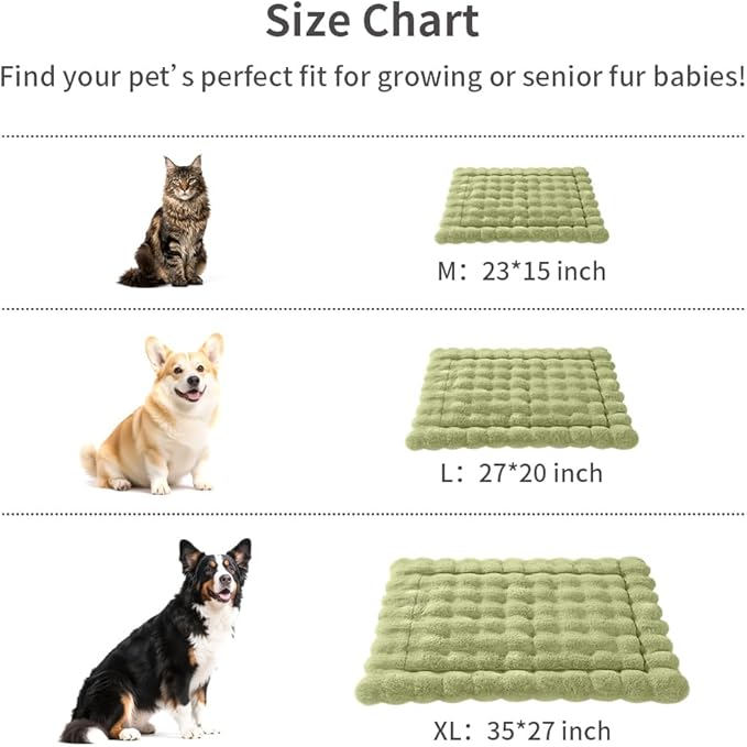 Cat Beds for Indoor Cats Faux Fur Pet Pad Mat Plush Kitten Bed with Non-Slip Bottom for Carriers/Couch Dog & Puppy Friendly 35 x 27 Inch X-Large Green