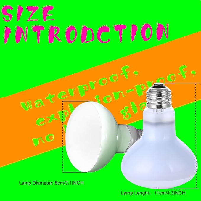 Reptile Heat Lamp Used in Reptiles 75W 100W Heat Lamp Bulbs for Reptiles 2 Pack Amphibians Basking Heat Lamp Bulbs UVA Daylight Basking Light (75Watts)