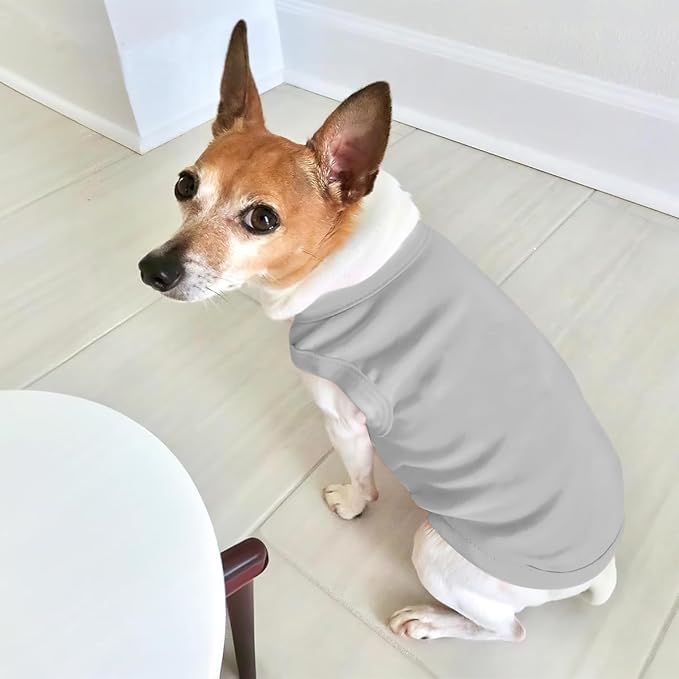 Custom Dog Shirt Pet T Shirts for Small Medium Large Dogs Customized Clothes with Image Logo Text Breathable Sleeveless Tank Top Personalized Outfits Puppy Apparel Gray, M