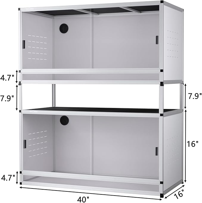 Reptile Enclosure 40x16x16'' Large Reptile Terrarium Habitat Tank for Bearded Dragon Gecko Lizard Snake, 44 Gallon Wide Breeding Lounge Vivarium Area with Sliding Doors Lock