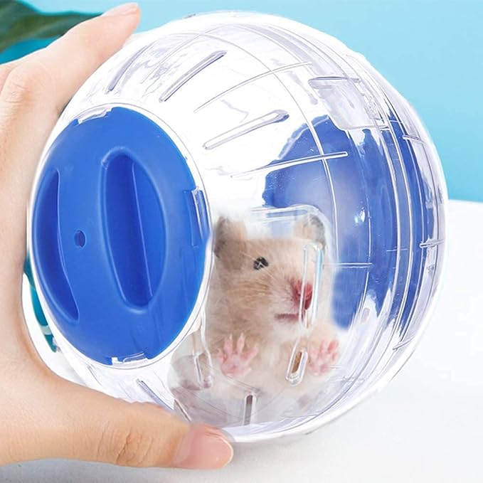 Hamster Exercise Ball Silent Hamster Wheel Small Animals Transparent Ball for Dwar Rat Relieves Boredom and Increases Activity (4.8 inch, Blue)