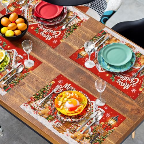 Merry Christmas Gingerbread Man Placemats Set of 4 12x18 Inch (4 Count)