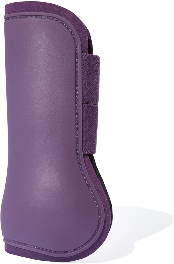 HORZE Adepto Open Front Tendon Boots | Durable Shell with Neoprene Lining - Blackcurrant Purple - Warmblood