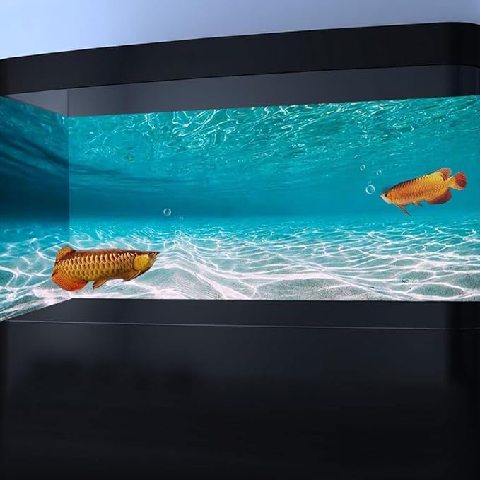 36X24IN Natural Undersea Aquarium Background, Undersea Beach Fish Tank Background, with 8 EVA Double-Sided Tape