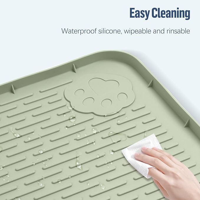 Pee Pad Holder for Dogs, 40" x 28" Silicone Pee Tray Mat Leak-Proof, High Edge, No Spill Pet Pad Holder for Puppy, Cat, Rabbit, Dog Training Pads for Home Floor Protection (Green)