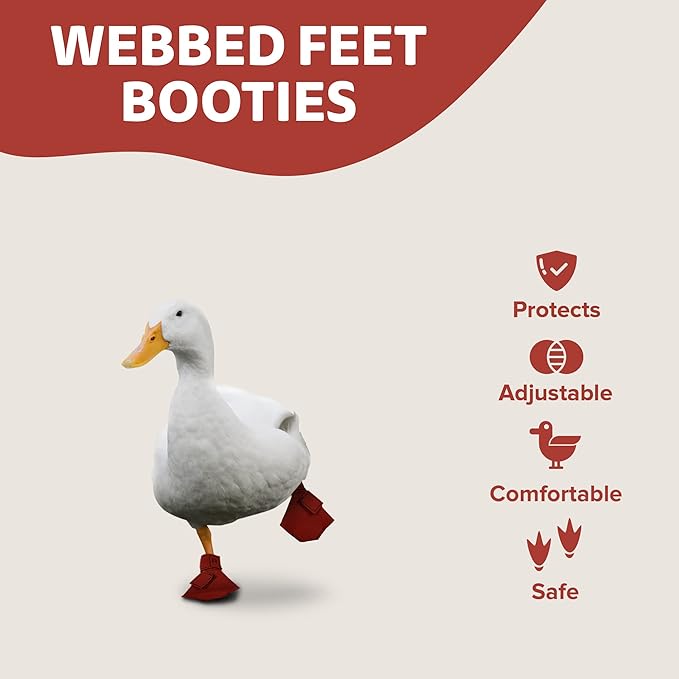 Duck Shoes for Injured Feet – Protective Neoprene Footwear for Ducks, Protective Shoes for Birds with Injured feet, Bumblefoot Relief - Small, 2.5’’ Max. Inside Width - Red