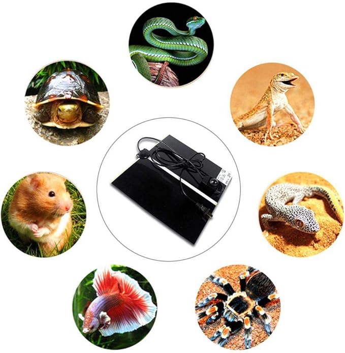 KABASI 2PCS Reptile Heating Mat, Waterproof Reptile Heat Pad Under Tank Terrarium with Temperature Control, Safety Adjustable Reptile Heat Mat for Turtle, Tortoise, Snakes, Lizard, Gecko, 7W