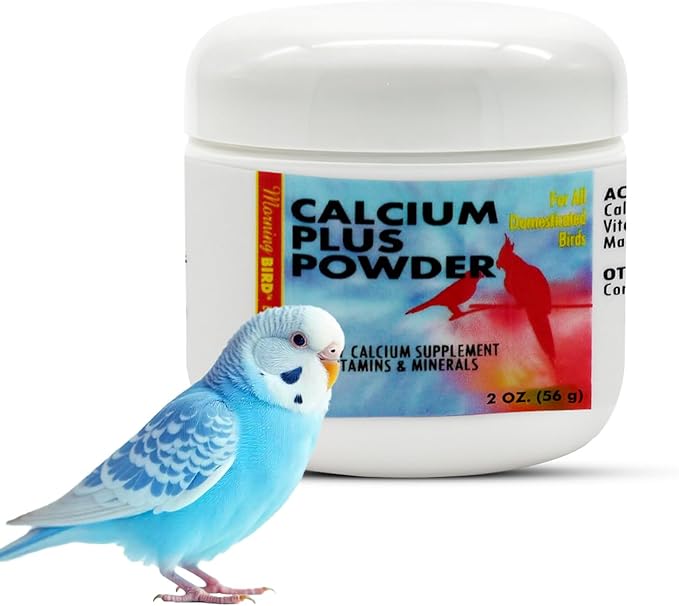 Morning Bird Calcium Plus Powder for Birds 2 oz – Calcium Supplement with Vitamin & Protein Powder – Supports Bone Health, Muscle Function & Digestive Balance – Easy-to-Mix Calcium Formula