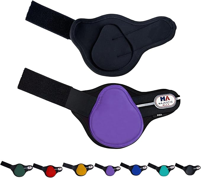 Majestic Ally Horse Leg Protection Fetlock and Tendon Boots Set, PU Shell, Neoprene Lining, Hook and Loop Closures, Multiple Colors and Sizes