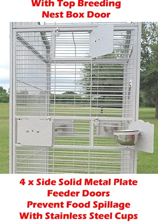 X-Large Double Ladders Open/Close Play Perch Stand Top Wrought Iron Bird Parrot Parakeet Finch Macaw Cockatoo Home Cage Include Seed Guard and Toy Hook