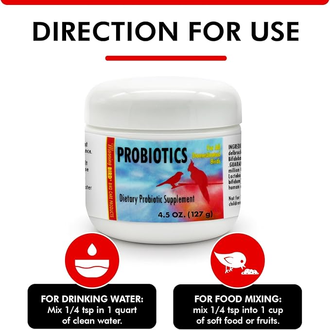 Morning Bird Probiotics for Birds 4.5 oz – Digestive Health Supplement Supporting Gut Balance, Nutrient Absorption & Immune Support – Easy Mix Powder Supplement for All Bird Species