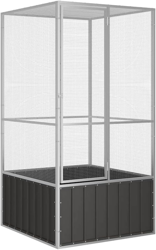 Metal Steel Large Bird Cage for Budgies, Pigeons, Galvanized Steel Birdcage Aviary House, 43.7"x42.1"x83.3", Anthracite,-669