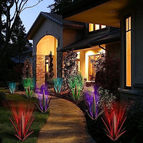 Large Metal Agave Plant Outdoor Decor with Solar Light
