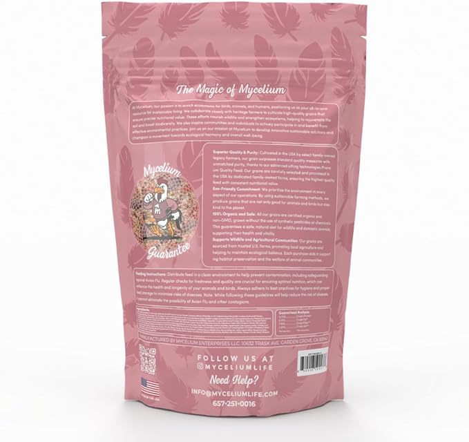 Mycelium Pet Bird Harvest Blend Bird Seed | Organic Food for Cockatiels, Lovebirds & Conures | Fruits, Vegetables, Egg, Vitamins & Minerals | Supports Feather & Digestive Health | 5 lb Bag