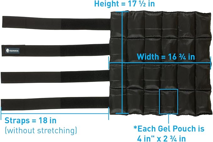 Equinavia Cool Relief Therapy Ice Boots Leg Wraps Pair for Horses, Gel Pack with Adjustable Straps | 16.5" x 15.5" with Storage Bag - Red - Pair - One Size