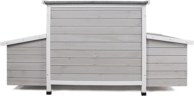 58”Solid Wood Chicken Coop for 3-4 Chickens,Outdoor Hen House Poultry Pet Hutch with Run Cage and 2 Sides Nesting Box,Waterproof Asphalt Roof Ramp,Removable Tray Wire Fence for Backyard